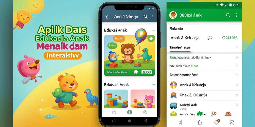 Tampilan interaktif aplikasi 888IDR yang mendidik anak.