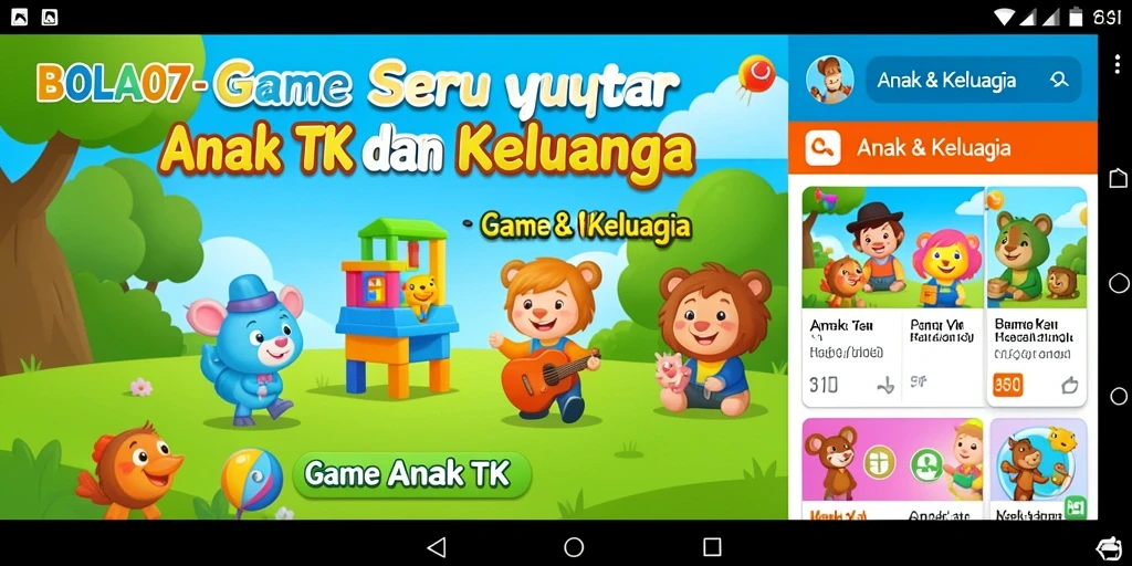 Tampilan antarmuka interaktif BOLA07 untuk anak-anak.
