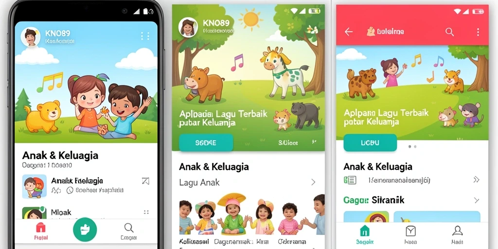 Tampilan antarmuka aplikasi KNO89 yang menarik dan ramah anak.
