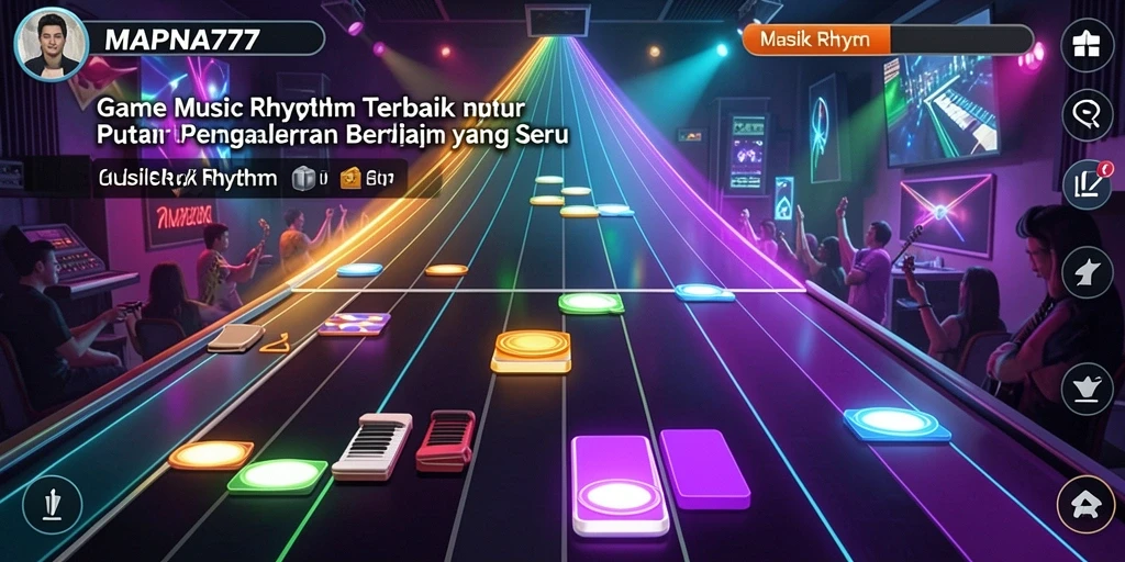 Tampilan antarmuka menarik saat bermain game Musik Rhythm.