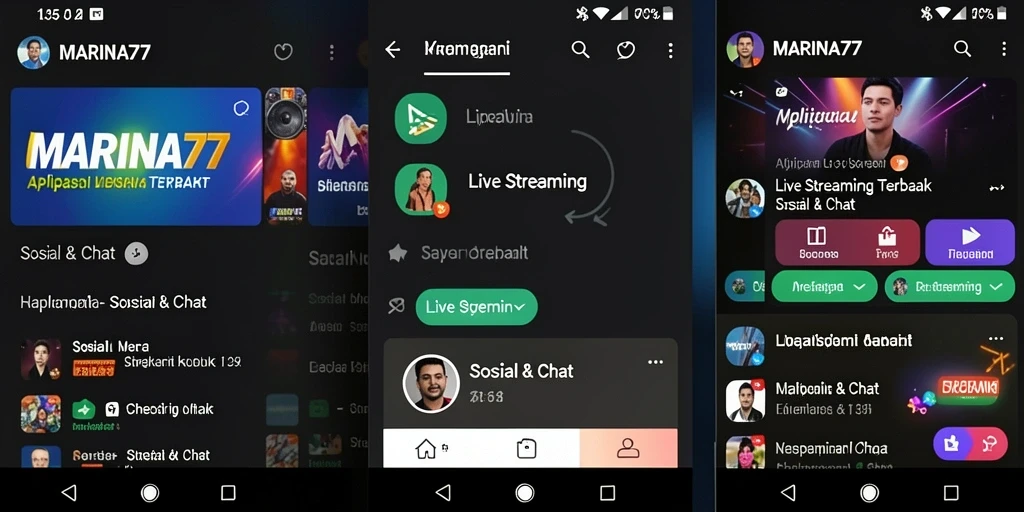 Tampilan antarmuka <strong>MARINA77</strong> saat Live Streaming dengan fitur interaksi aktif.