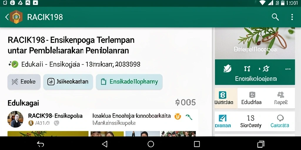 Antarmuka aplikasi Ensiklopedia RACIK198 yang interaktif dan informatif.