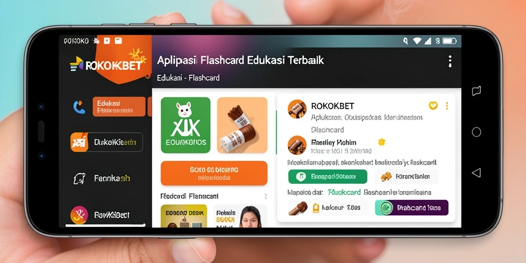 Tampilan antarmuka aplikasi Flashcard ROKOKBET yang menarik dan interaktif.