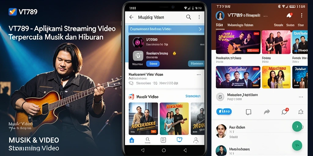 Antarmuka pengguna VT789 menampilkan berbagai pilihan video streaming berkualitas tinggi.